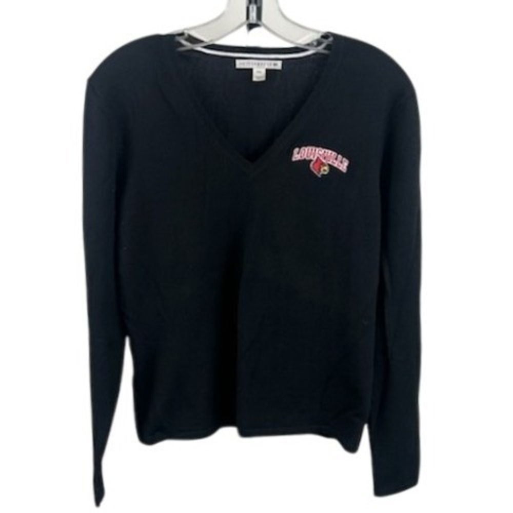 NCAA Cutter & Buck Louisville Cardinals UofL V-Neck Black Sweater Size Medium